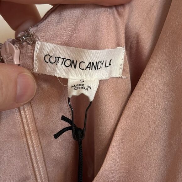 NWT Cotton Candy LA Blush Pink Silky Wrap Asymmetrical Strappy Dress Size Small - Picture 3 of 9